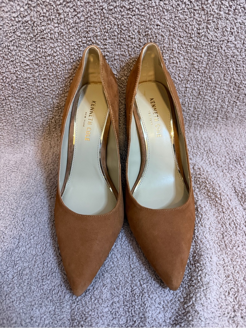 Kenneth Cole Cognac Suede Pointed-Toe Pumps